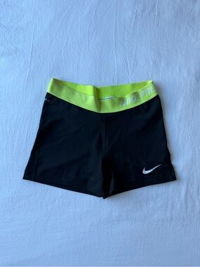 Nike Pro Black Shorts with neon waistband
